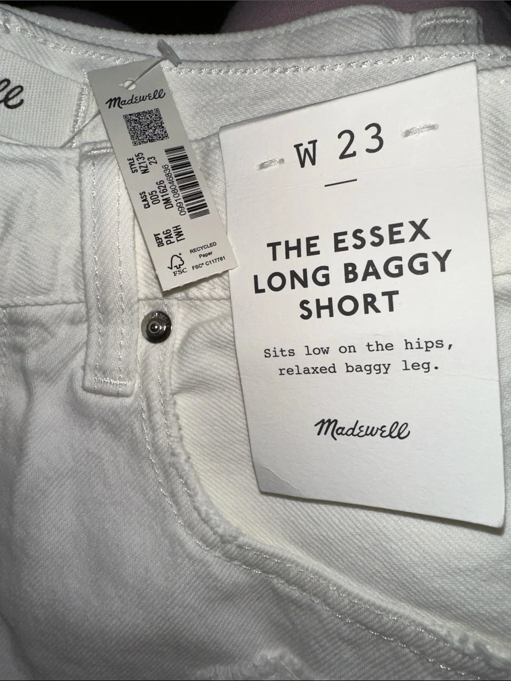 Madewell The Essex Long Baggy Short - Tile WhiteRigid